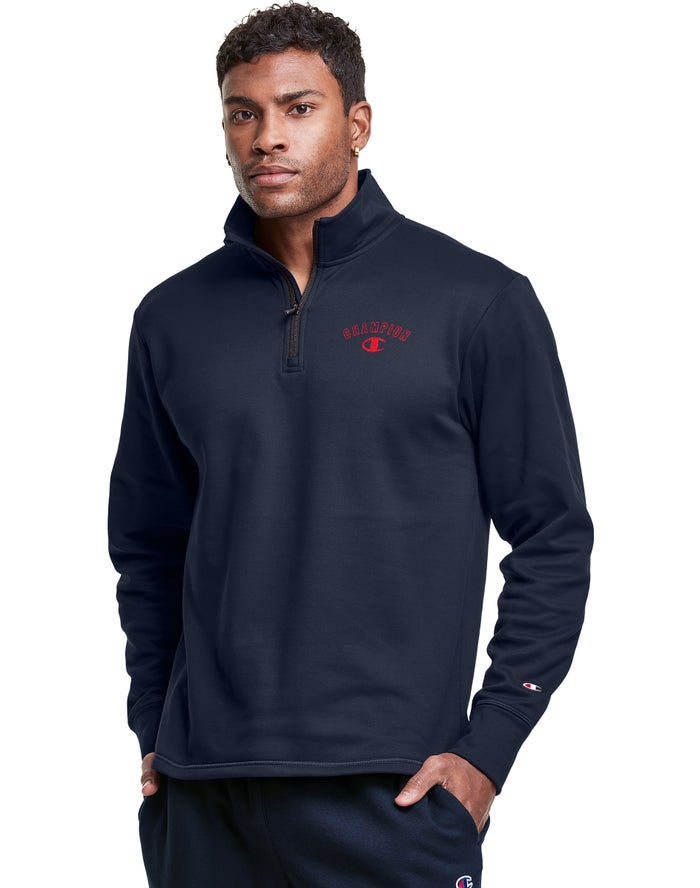 Champion Game Day 1/4 Zip Block Arch Logo - Miesten Laivastonsininen Collegepaita - Suomi 7105329-UV